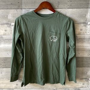 IVORY ELLA LONG SLEEVE POCKET T-SHIRT GREEN WOMEN’S XS